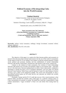 Political Economy of Re-integrating Cuba into the World Economy