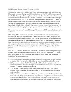 BACLT Annual Meeting Minutes November 12, 2016 Meeting Chair