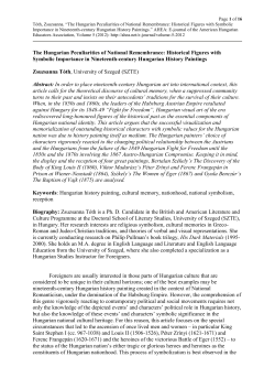 The Hungarian Peculiarities of National Remembrance: Historical