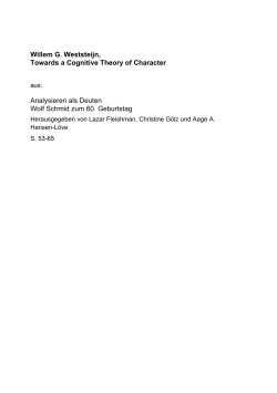 Towards a Cognitive Theory of Character