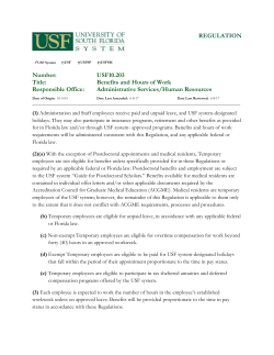 Benefits and Hours of Work - University of South Florida