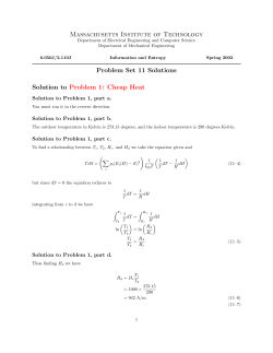 Massachusetts Institute of Technology Problem Set 11 Solutions