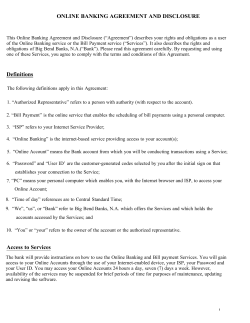 Online Banking Agreement and Disclosure