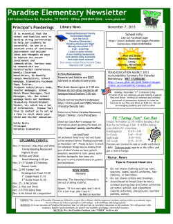 Paradise Elementary News ise Elementary Newsletter