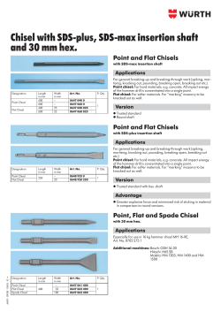 Chisel with SDS-plus, SDS-max insertion shaft and 30 mm hex.