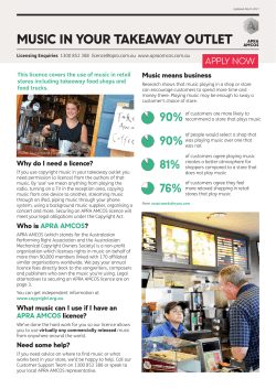 MUSIC IN YOUR TAKEAWAY OUTLET