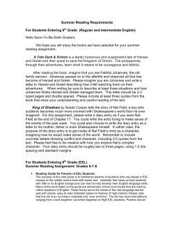 Summer Reading Requirements For Students Entering 6th Grade