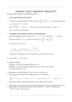 Exercise 1 and 2, Algorithms, Spring 2017