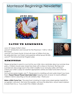 Montessori Beginnings Newsletter