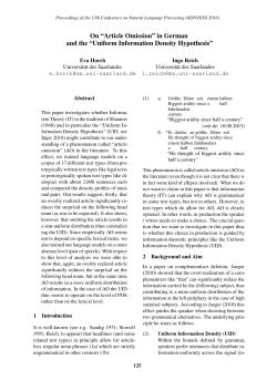 &ldquo;Article Omission&rdquo; in German and the &ldquo;Uniform Information Density