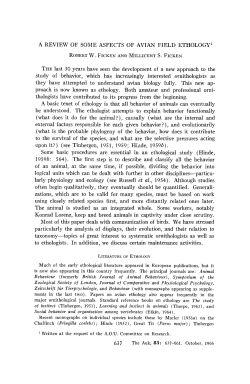 A REVIEW OF SOME ASPECTS OF AVIAN FIELD ETHOLOGY