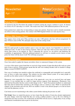 Read our Newsletter - Priory Gardens Surgery