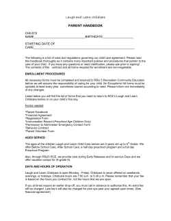 Laugh and Learn Childcare PARENT HANDBOOK - rsu5