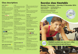 Exercise class timetable