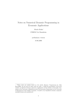 Notes on Numerical Dynamic Programming in Economic Applications