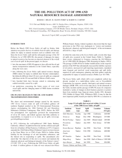 The Oil Pollution Act of 1990 and Natural Resource Damage