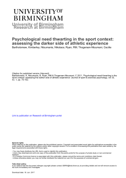 Psychological Need Thwarting in the Sport Context
