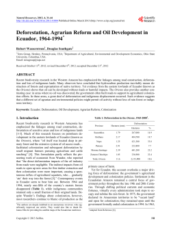 Deforestation, Agrarian Reform and Oil Development in Ecuador