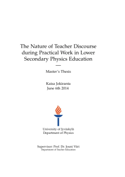 The Nature of Teacher Discourse during Practical Work in Lower