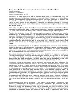 Enemy Aliens: Double Standards and Constitutional Freedoms in