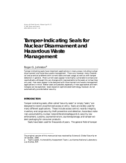 Tamper-Indicating Seals for Nuclear Disarmament and Hazardous