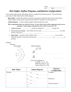 Bohr Models, Aufbau Diagrams, and Electron Configurations