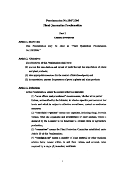 Proclamation No.156/1006 Plant Quarantine Proelamation