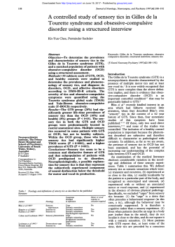 A controlled study of sensory tics in Gilles de la disorder