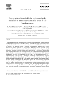 Topographical thresholds for ephemeral gully initiation