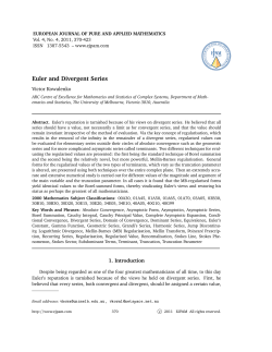 Euler and Divergent Series - European Journal of Pure and Applied