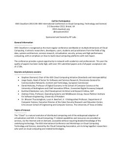 Call for Participation IEEE CloudCom 2013 (5th IEEE International