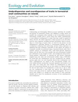 Underdispersion and overdispersion of traits in terrestrial snail