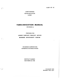 Laser Ranging Retro-Reflector (LRRR) familiarization manual