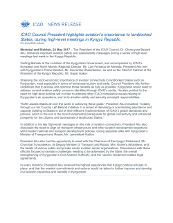 ICAO Council President highlights aviation`s importance to