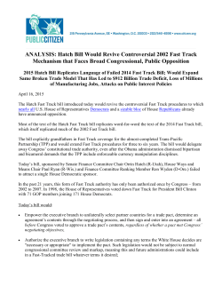 Hatch Bill Would Revive Controversial 2002 Fast