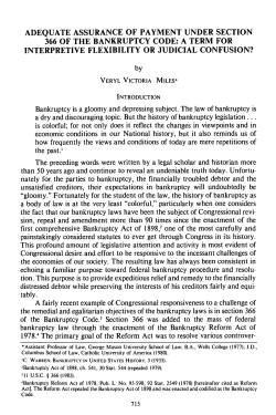 Adequate Assurance of Payment under Section 366