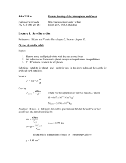 Lecture 1. Satellite orbits