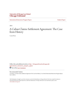 A Cuban Claims-Settlement Agreement: The Case from History