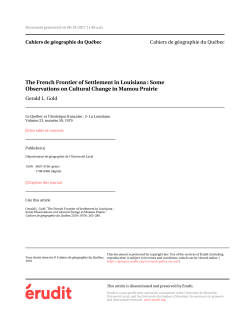 The French Frontier of Settlement in Louisiana : Some