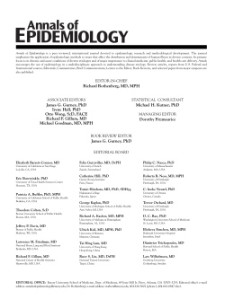 Annals of epidemiology - Aim