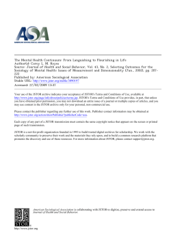 The Mental Health Continuum: From Languishing to Flourishing in Life