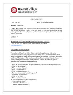 CRJ 217 Juvenile Delinquency - Rowan College at Burlington County