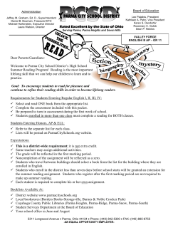 Dear Parents/Guardians - Parma City School District