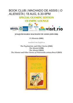 BOOK CLUB | MACHADO DE ASSIS | O ALIENISTA | 18 AUG, 6.30