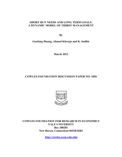 Short Run Needs and Long Term Goals - Cowles Foundation