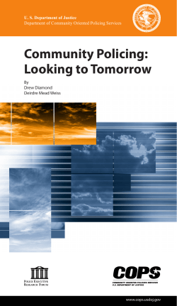 Community policing: Looking To Tomorrow