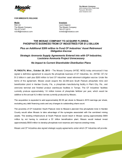 THE MOSAIC COMPANY TO ACQUIRE FLORIDA PHOSPHATE
