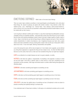 EMOTIONS DEFINED - How Do You Feel?