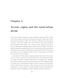 Chapter 5 Accent, region and the rural/urban divide