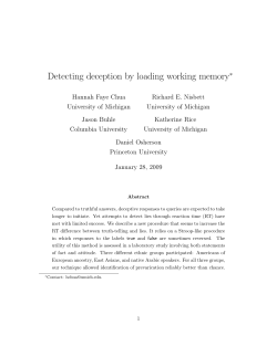 Detecting deception by loading working memory